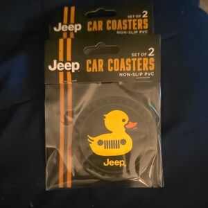 JEEP Set Of 2 Car Coasters With Yellow Duck Emblem Nwt
